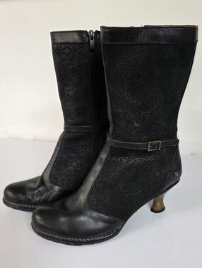 Neosens Black Women's Mid-Calf Dress Boots with Subtle Pattern UK 39